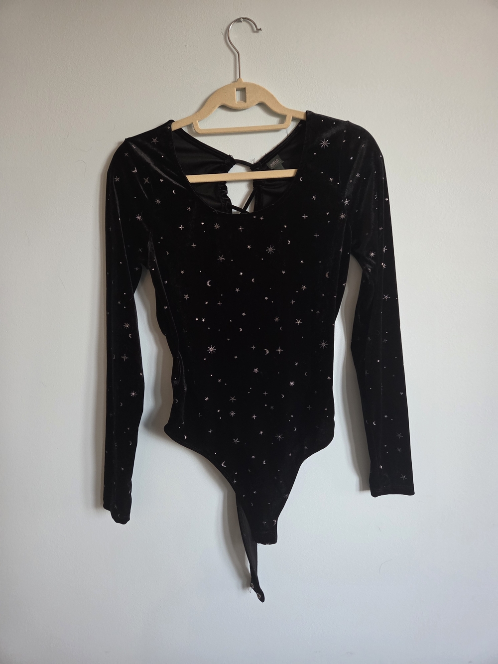 wild fable Black Velvet Star & Moon Long Sleeve Bodysuit